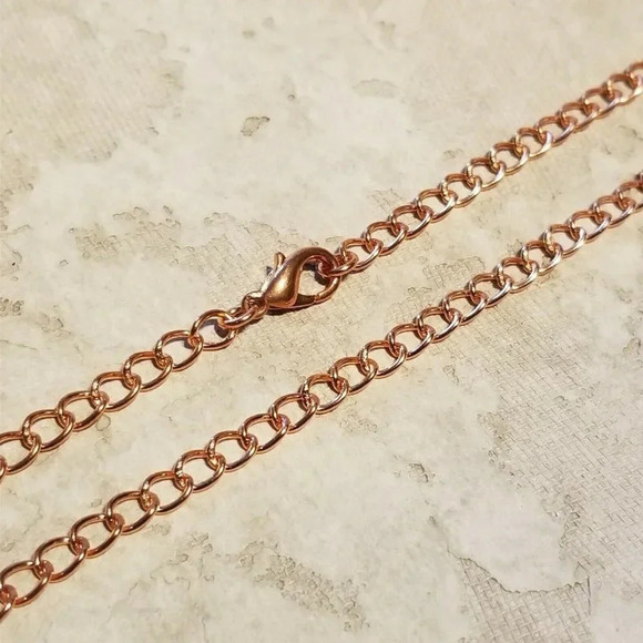 Solid Shiny Pure India Copper Metal 5x4mm Oval Link Curb Chain Necklace 18" Long - Picture 1 of 7